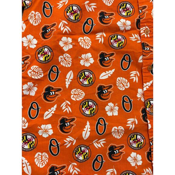 Baltimore Orioles  Orange S/S Hawaiian Button Up Shirt Medium - Picture 2 of 6